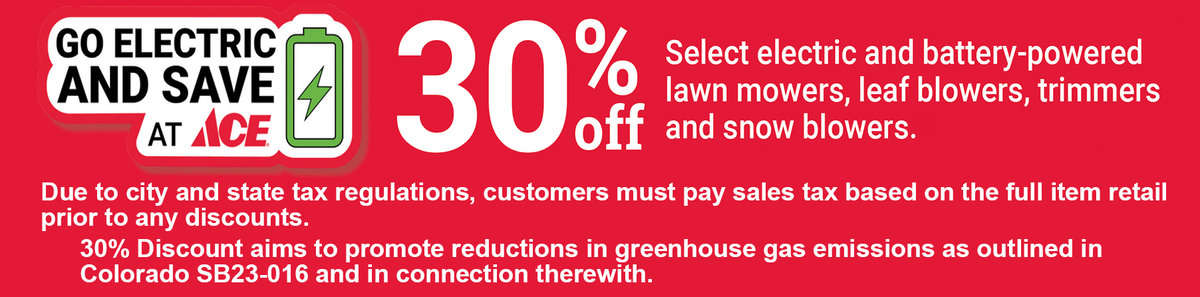 Save 30% on Electric Powered Lawn Equipment