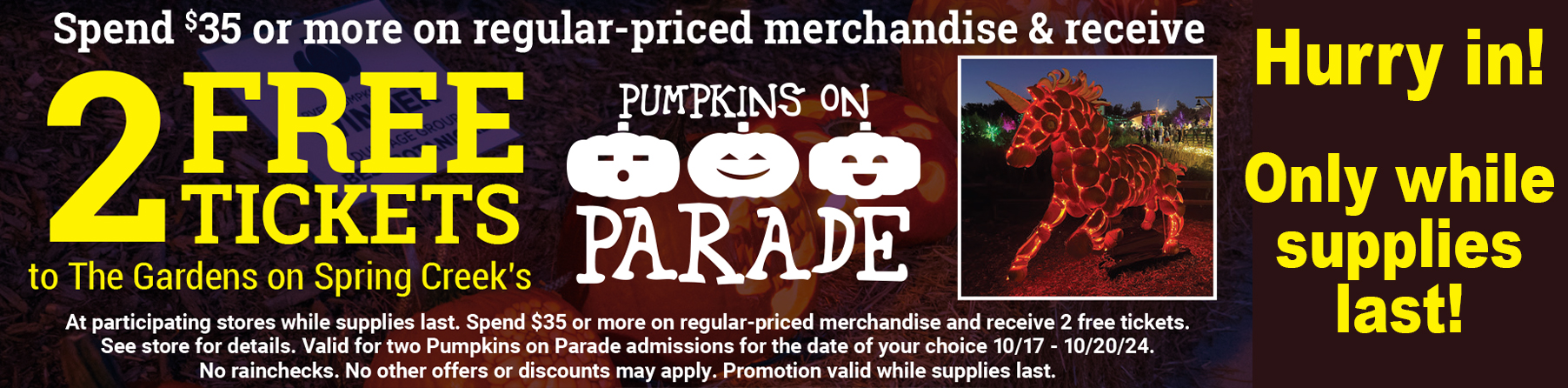 Free Tickets to The Gardens on Spring Creek's Pumpkins on Parade